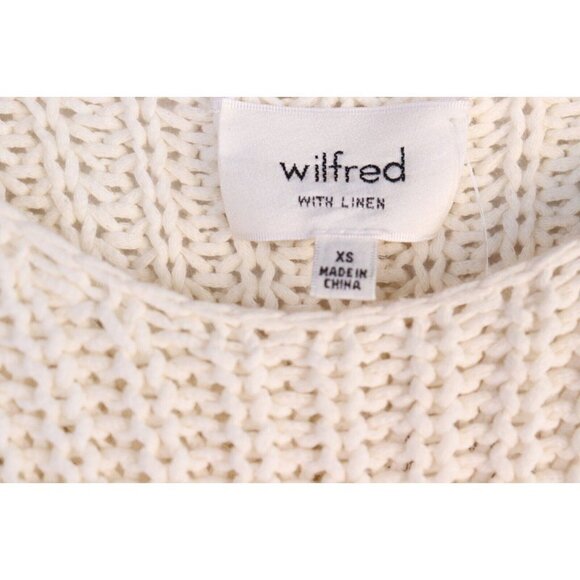 Wilfred Women's Size XS Ivory Randonnai Sweater Chunky Knit Side Slits Top $169 - Picture 2 of 6